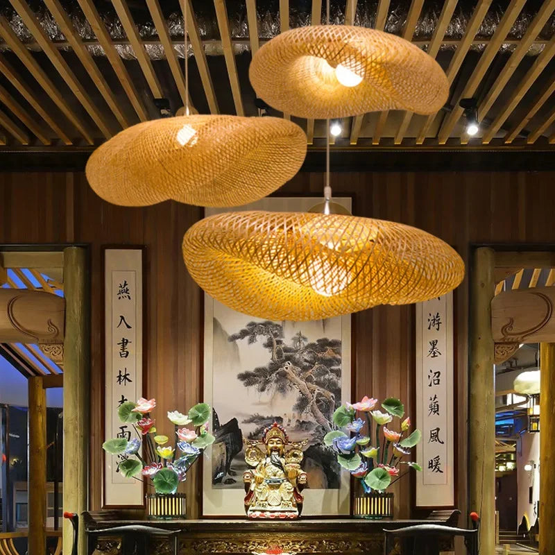 Vintage Rattan Bamboo LED Chandelier