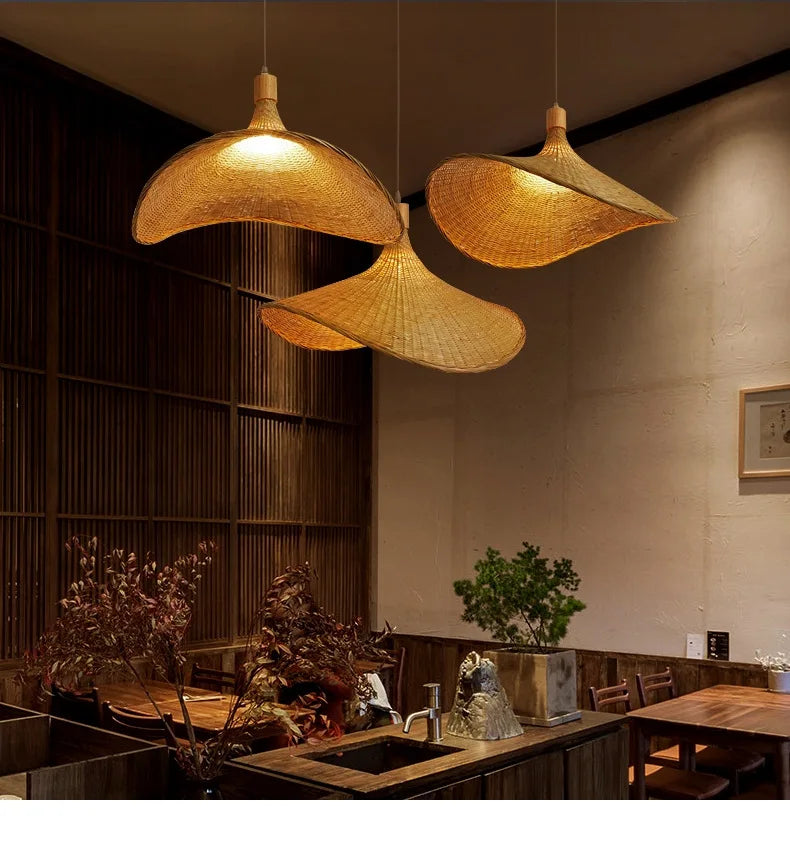 Vintage Rattan Bamboo LED Chandelier