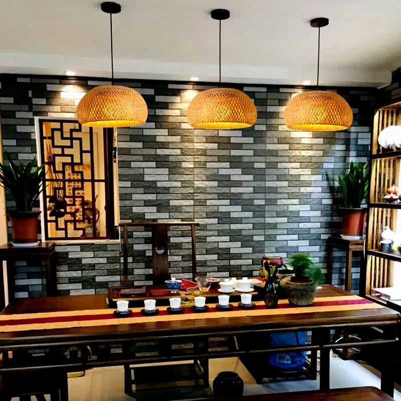 Vintage Rattan Bamboo LED Chandelier