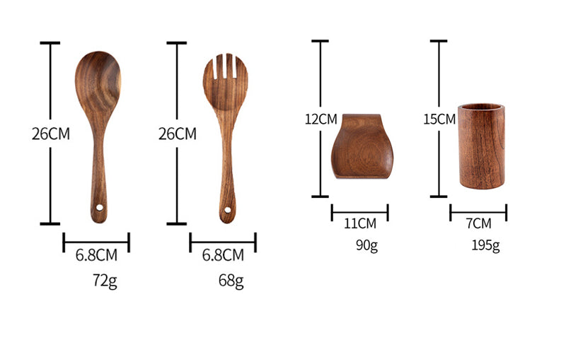 Teak Utensils Set