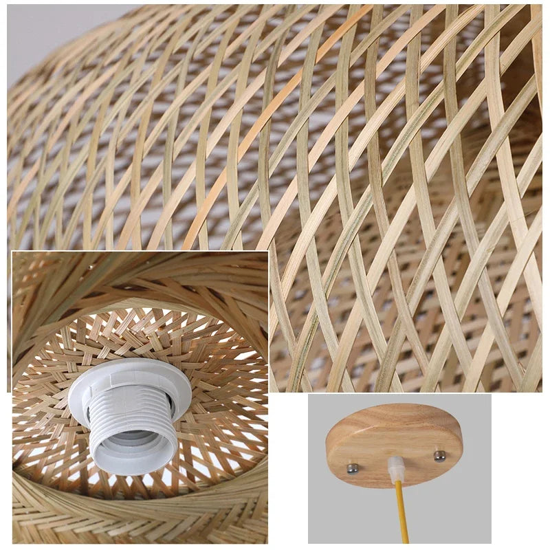 Vintage Rattan Bamboo LED Chandelier