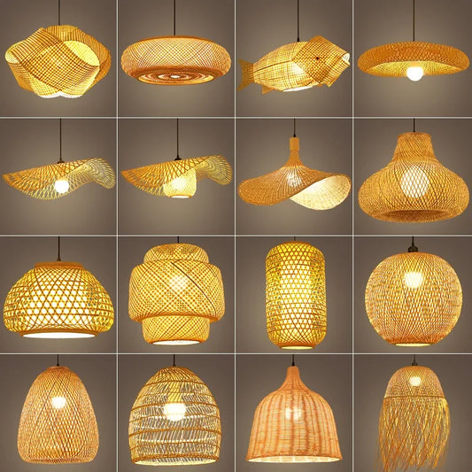Vintage Rattan Bamboo LED Chandelier